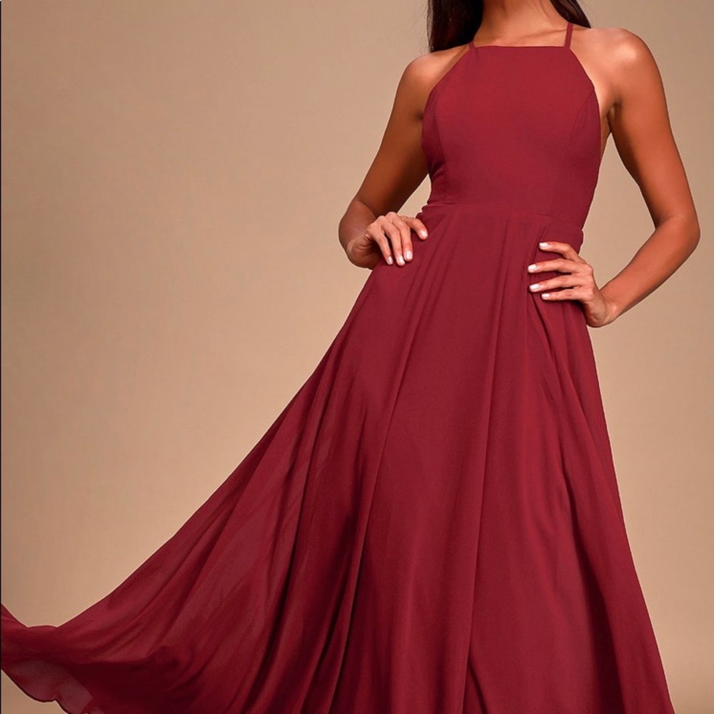Wine/maroon bridesmaids dress petite gala formal attire outfit